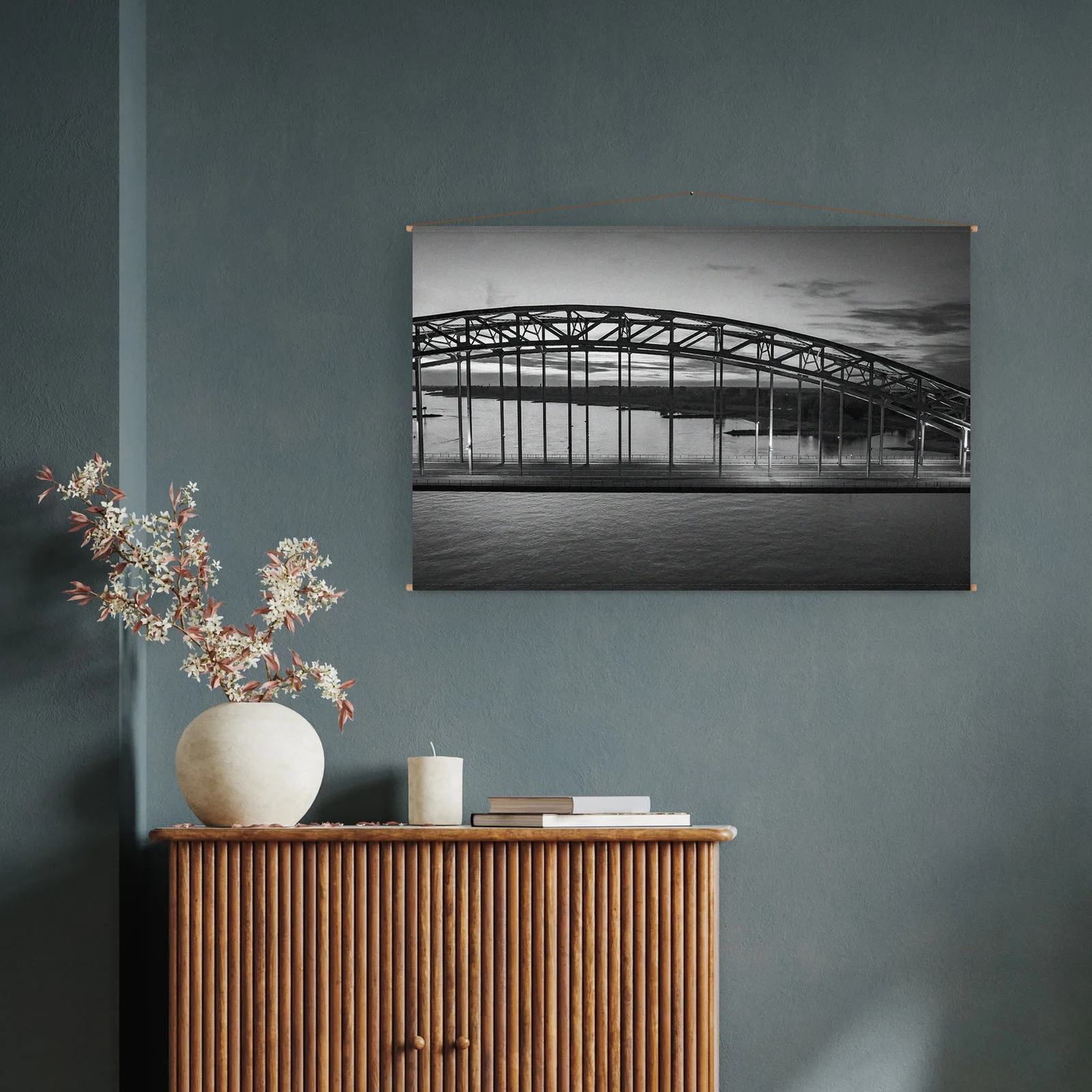 Textielposter met stokken van beukenhout — luchtfoto Nijmegen, afbeelding 2