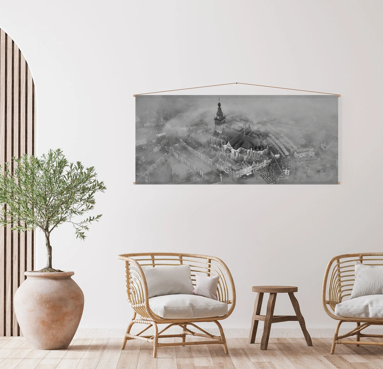 Textielposter met stokken van beukenhout — luchtfoto Nijmegen, afbeelding 4
