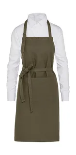 SG Accessories LISBON heavyweight organic cotton bib apron with pocket in Olive, voorkant
