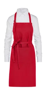 SG Accessories LISBON heavyweight organic cotton bib apron with pocket in Red, voorkant