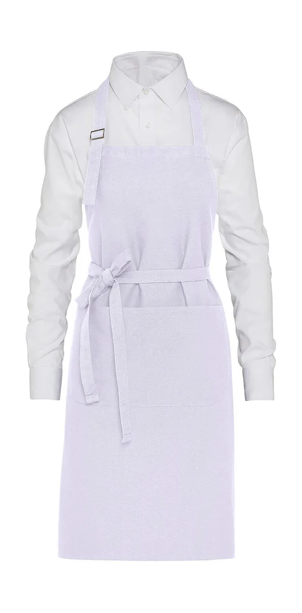 SG Accessories LISBON heavyweight organic cotton bib apron with pocket in White, voorkant – te bedrukken met jouw logo of tekst