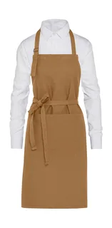 SG Accessories LISBON heavyweight organic cotton bib apron with pocket in Caramel, voorkant