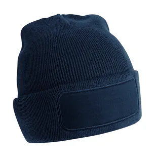 Beechfield Recycled Original Patch Beanie in French Navy, voorkant