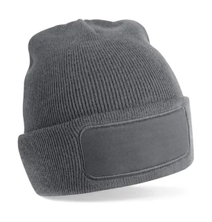 Beechfield Recycled Original Patch Beanie in Graphite Grey, voorkant