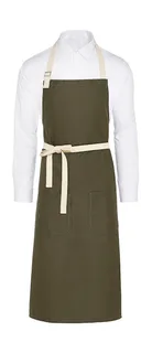SG Accessories SANTORINI bib apron with contrast and pocket in Olive, voorkant