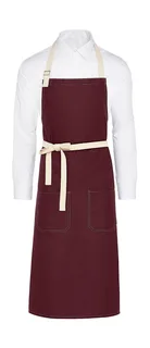 SG Accessories SANTORINI bib apron with contrast and pocket in Burgundy, voorkant