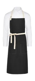 SG Accessories SANTORINI bib apron with contrast and pocket in Black, voorkant