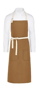 SG Accessories SANTORINI bib apron with contrast and pocket in Caramel, voorkant