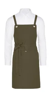 SG Accessories PROVENCE bib apron with crossover straps, eyelets and pocket in Olive, voorkant