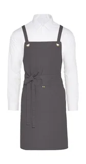 SG Accessories PROVENCE bib apron with crossover straps, eyelets and pocket in Grey, voorkant