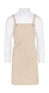 SG Accessories PROVENCE bib apron with crossover straps, eyelets and pocket in Natural, voorkant