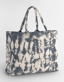 Westford Mill Tie-dye canvas tote bag in Natural Black Tie Dye, voorkant
