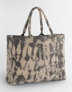 Westford Mill Tie-dye canvas tote bag in Sand Black Tie Dye, voorkant