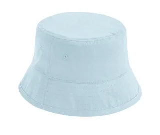 Beechfield Kids' organic cotton bucket hat in Powder Blue, voorkant