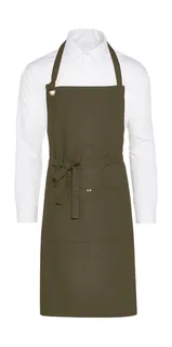 SG Accessories PROVENCE bib apron with eyelets and pocket in Olive, voorkant