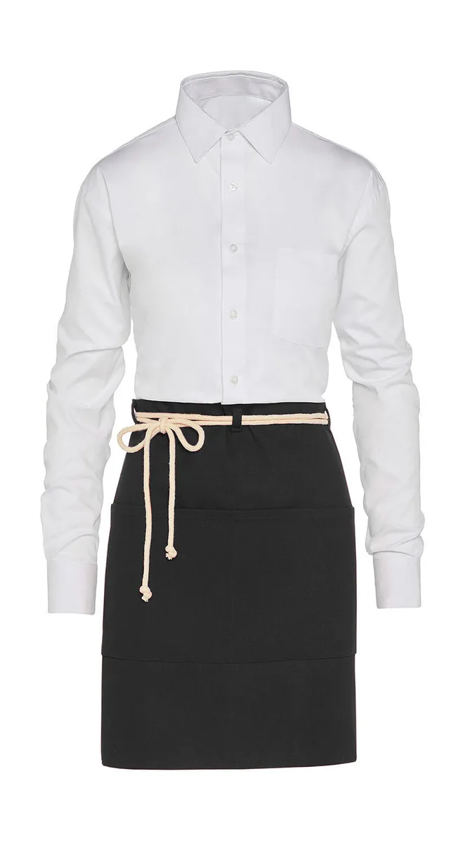 SG Accessories CORSICA corduroy bistro apron with pocket in Black, voorkant – te bedrukken met jouw logo of tekst