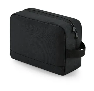Bagbase Recycled Essentials wash bag in Black, voorkant
