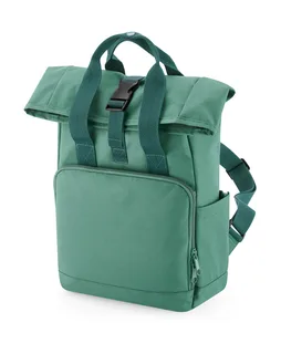 Bagbase Gerecyclede mini roll-top rugzak met dubbele handgreep in Sage Green, voorkant