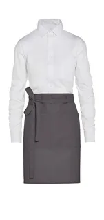 SG Accessories BRUSSELS short recycled bistro apron with pocket in Grey, voorkant