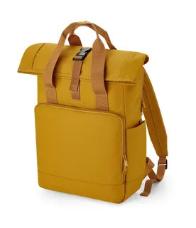 Bagbase Recycled twin-handle roll-top laptop backpack in Mustard, voorkant