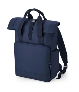 Bagbase Recycled twin-handle roll-top laptop backpack in Navy Dusk, voorkant
