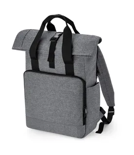Bagbase Recycled twin-handle roll-top laptop backpack in Grey Marl, voorkant