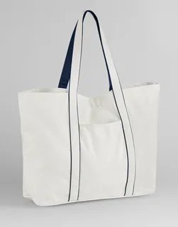 Westford Mill Courtside Large Tote in Soft White/French Navy, voorkant