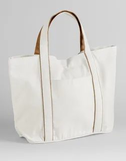 Westford Mill Courtside Medium Tote in Soft White/Caramel, voorkant