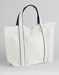 Westford Mill Courtside Medium Tote in Soft White/French Navy, voorkant
