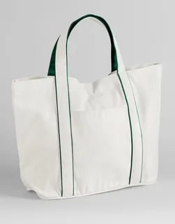 Westford Mill Courtside Medium Tote in Soft White/Bottle Green, voorkant