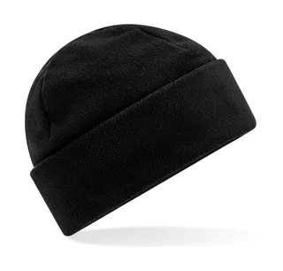 Beechfield Recycled Fleece Cuffed Beanie in Black, voorkant