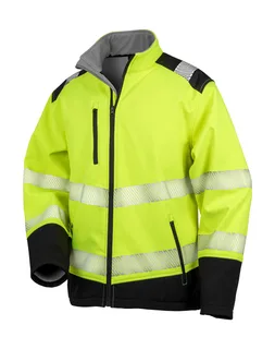 Result Safe Guard Bedrukbare ripstop veiligheidssoftshell in Fluorescent Yellow/Black, voorkant