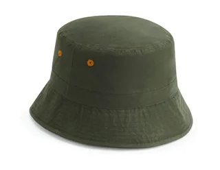 Beechfield Recycled polyester bucket hat in Olive Green, voorkant