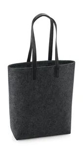 Bagbase Premium Felt Tote in Charcoal Melange/Black, voorkant