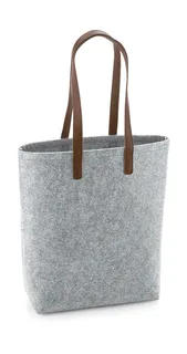 Bagbase Premium Felt Tote in Grey Melange/Tan, voorkant
