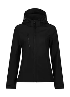 Regatta Professional Dames Venturer 3-laags softshell jack met capuchon in Black, voorkant