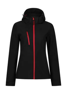 Regatta Professional Dames Venturer 3-laags softshell jack met capuchon in Black/Red, voorkant