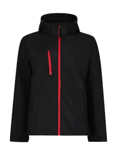 Regatta Professional Venturer 3-laags softshell jack met capuchon in Black/Red, voorkant