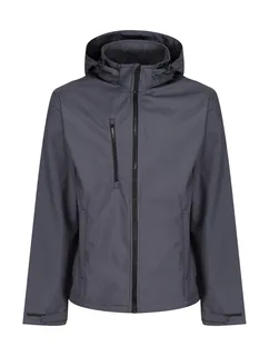 Regatta Professional Venturer 3-laags softshell jack met capuchon in Seal Grey/Black, voorkant