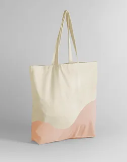 Westford Mill Organic Cotton Wave Print Maxi Tote in Natural/Peach, voorkant