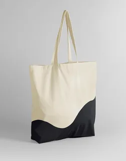 Westford Mill Organic Cotton Wave Print Maxi Tote in Natural/Black, voorkant