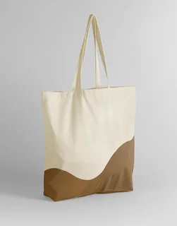 Westford Mill Organic Cotton Wave Print Maxi Tote in Natural/Caramel, voorkant