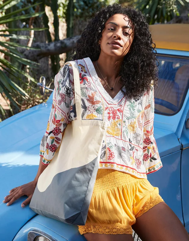 Westford Mill Organic Cotton Wave Print Maxi Tote