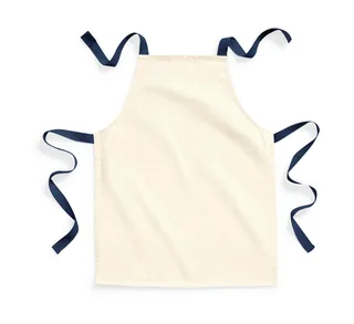 Westford Mill Fairtrade katoenen kinderhobbyschort in Natural/French Navy, voorkant
