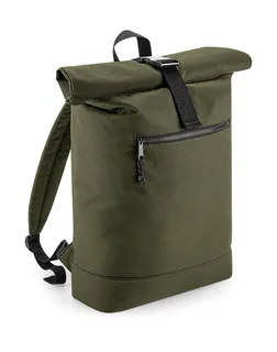Bagbase Recycled roll-top backpack in Military Green, voorkant