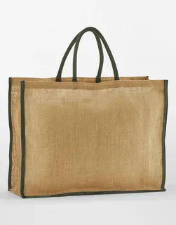 Westford Mill Natural Starched Jute Market Shopper in Natural/Olive Green, voorkant