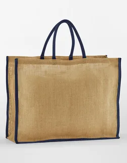 Westford Mill Natural Starched Jute Market Shopper in Natural/Navy, voorkant