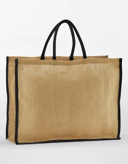 Westford Mill Natural Starched Jute Market Shopper in Natural/Black, voorkant