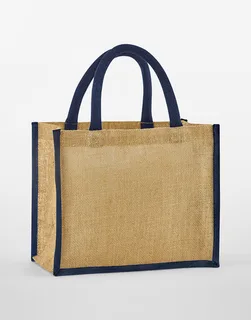 Westford Mill Natural Starched Jute Midi Tote in Natural/Navy, voorkant