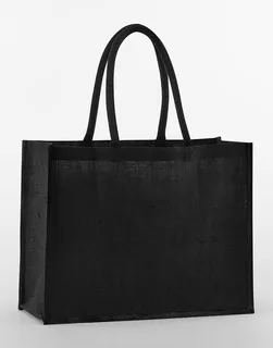 Westford Mill Natural Starched Jute Classic Shopper in Black/Black, voorkant
